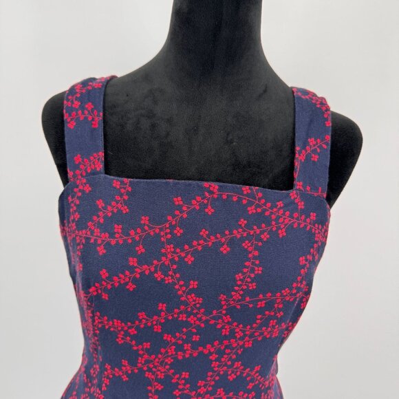 Draper James Dress Women 8 Fit Flare Dark Floral Square Neckline Zip Preppy Silk - Picture 6 of 8